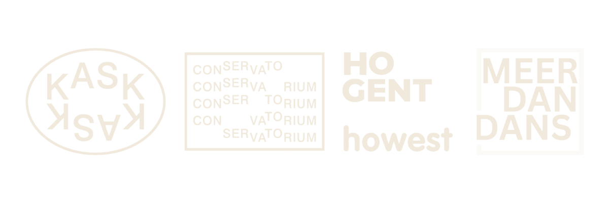 Logo\'s van KASK, Conservatorium, HOGENT, Howest en Meer Dan Dans